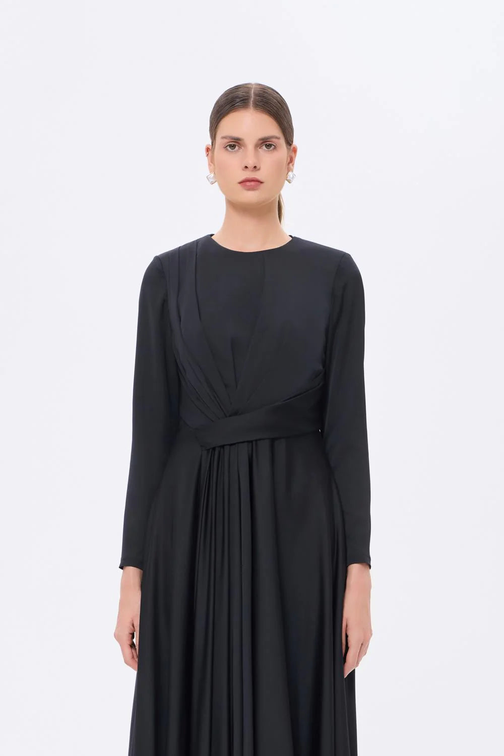 BEL DRAP DETAYLI UZUN KOLLU UZUN أبيي إلبيس - 9208C