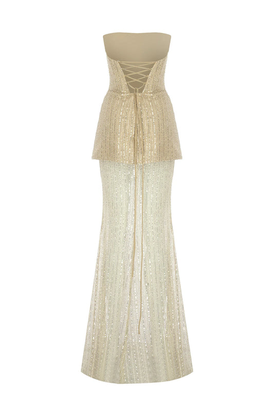 2211S Sequin and Stone Embroidered Evening Dress Set