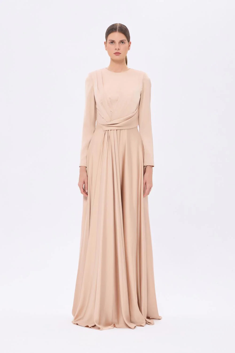 BEL DRAP DETAYLI UZUN KOLLU UZUN أبيي إلبيس - 9208C