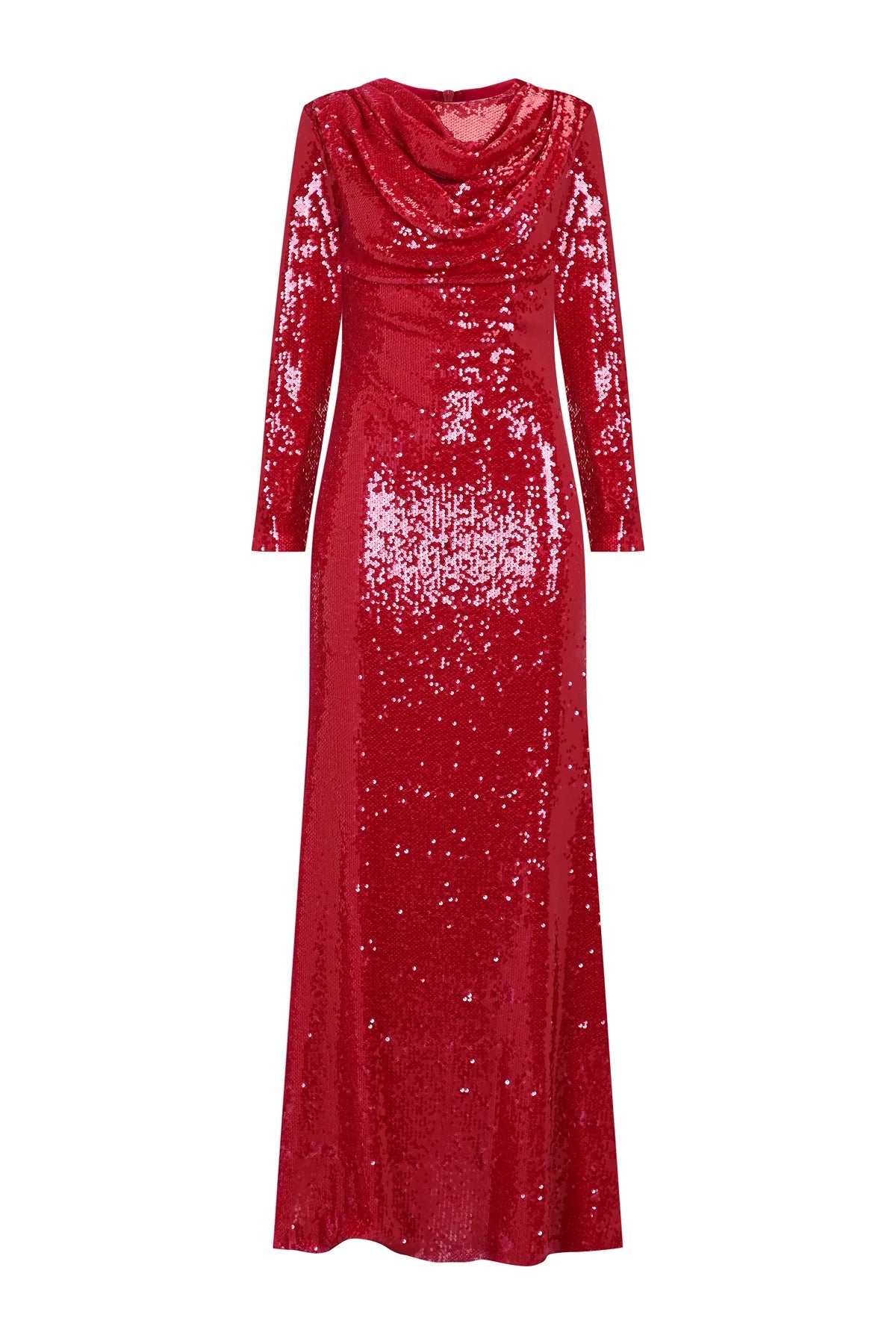 DRAPE DETAYLI PUL PAYETLİ ABİYE ELBİSE2253