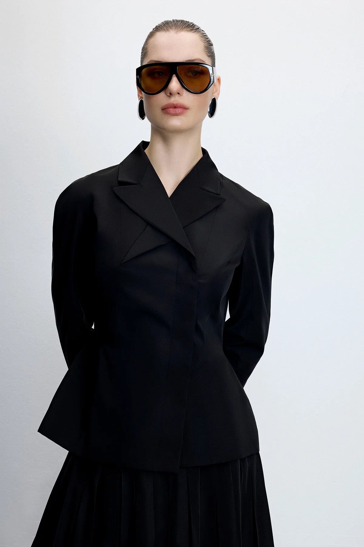 DÜZ KESİM YAKA DETAYLI CEKET ETEK TAKIM2255