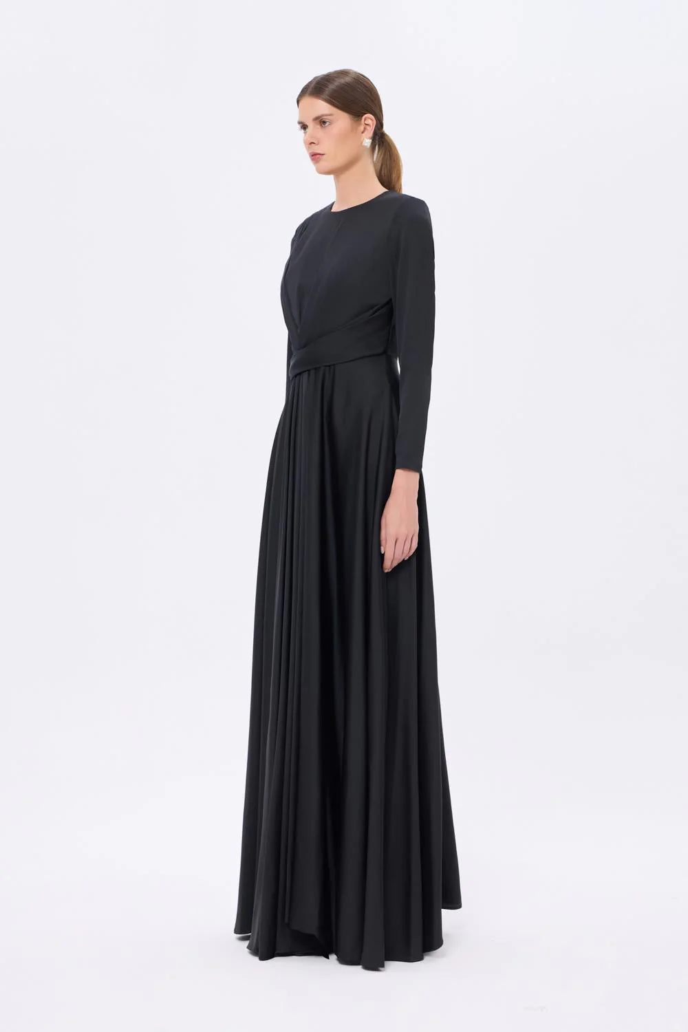 BEL DRAP DETAYLI UZUN KOLLU UZUN أبيي إلبيس - 9208C