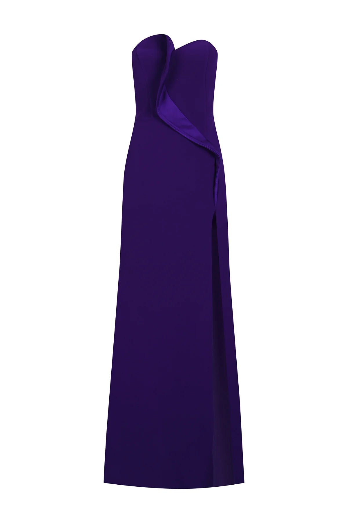 ASİMETRİK STRAPLEZ DERİN YIRTMAÇLI UZUN ABİYE ELBİSE 2257