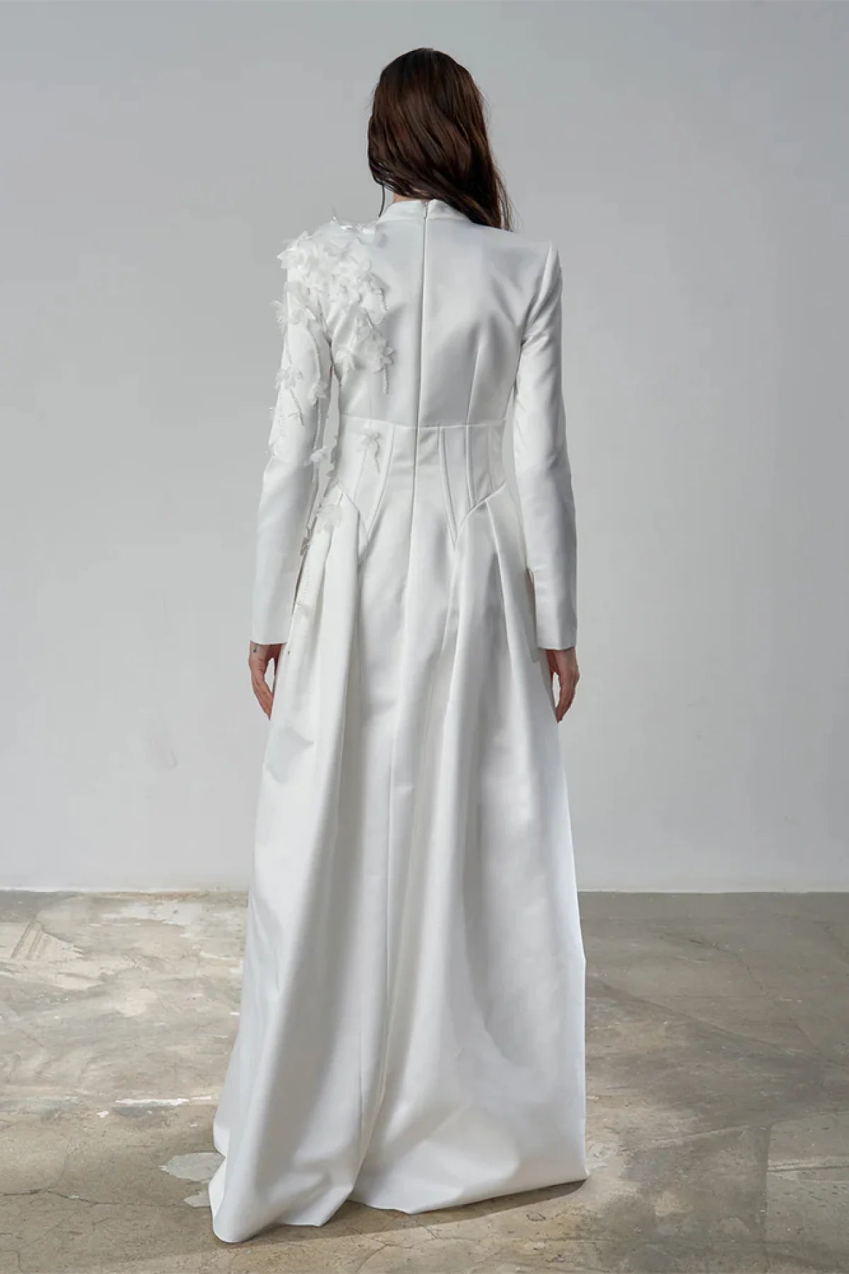 ÜÇ BOYUTLU ÇİÇEKLİ KORSAJLI UZUN ABİYE ELBİSE 2299