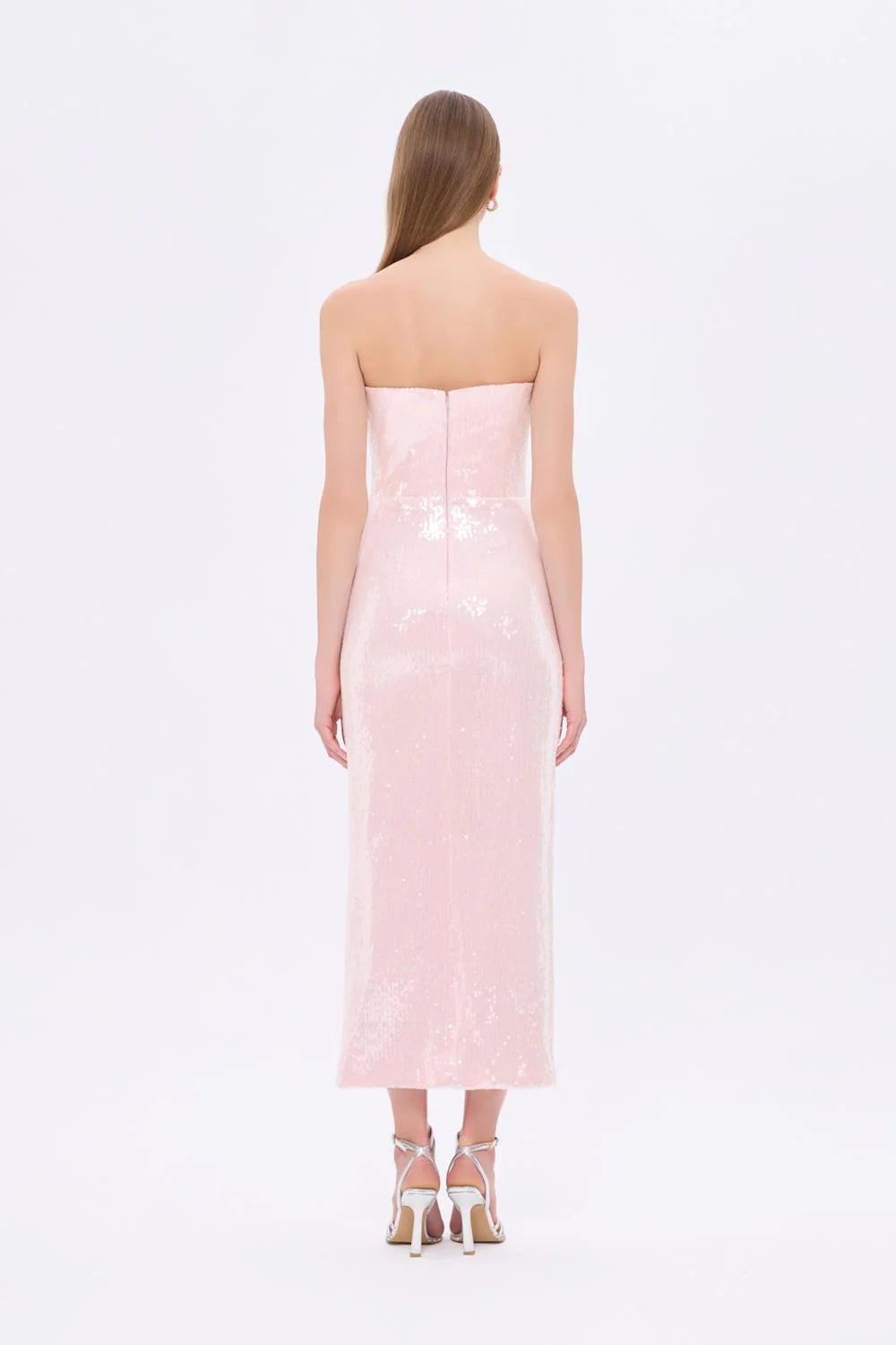 BEL DRAP DETAYLI STRAPLEZ MıDı ABİYE ELBISSE - 9295C