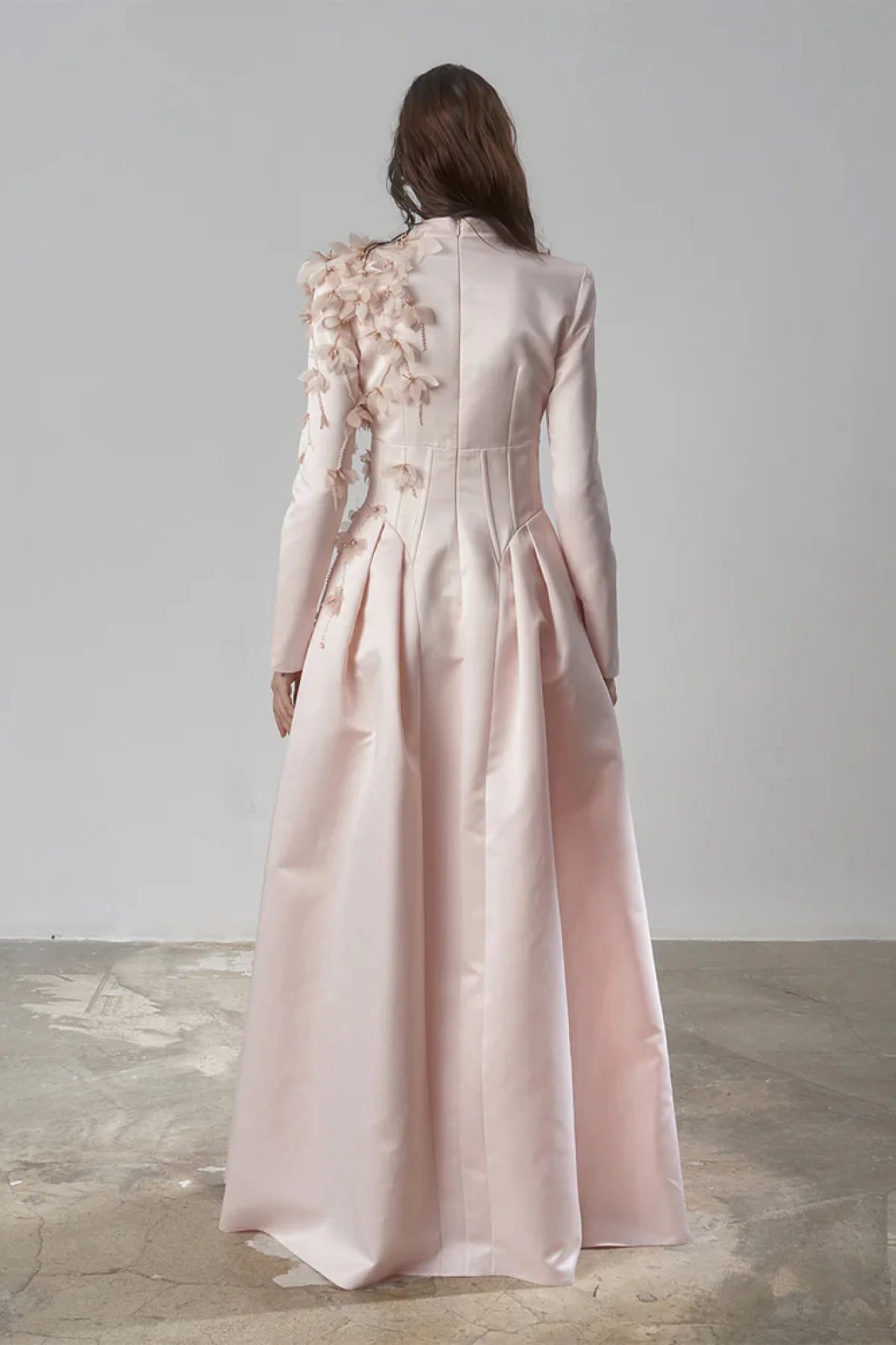 ÜÇ BOYUTLU ÇİÇEKLİ KORSAJLI UZUN ABİYE ELBİSE 2299