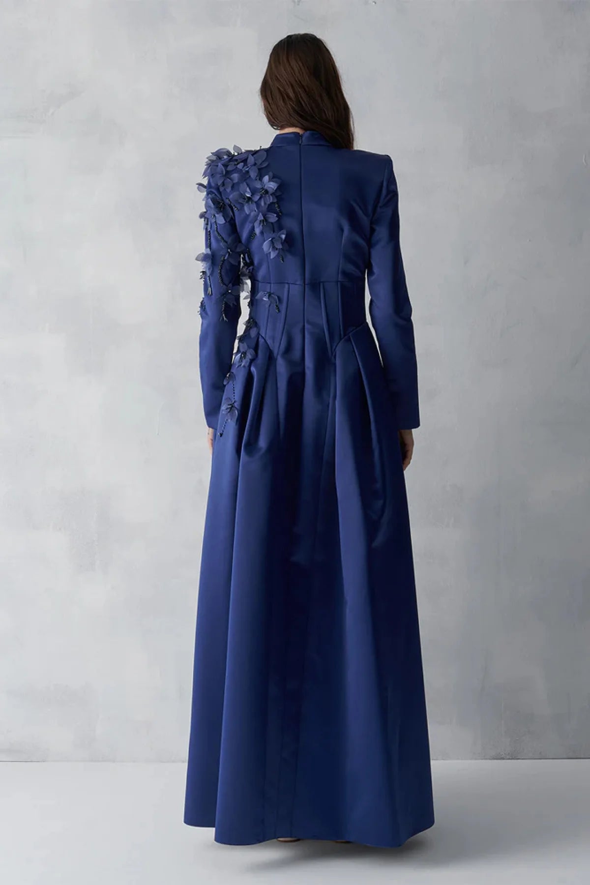 ÜÇ BOYUTLU ÇİÇEKLİ KORSAJLI UZUN ABİYE ELBİSE 2299