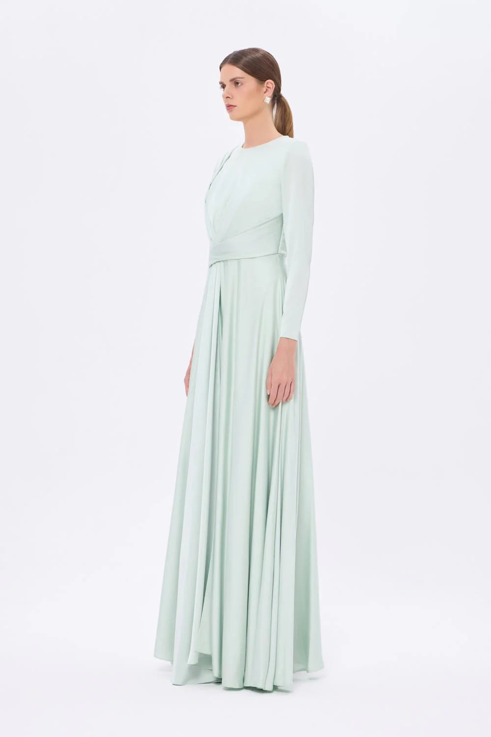 BEL DRAP DETAYLI UZUN KOLLU UZUN أبيي إلبيس - 9208C