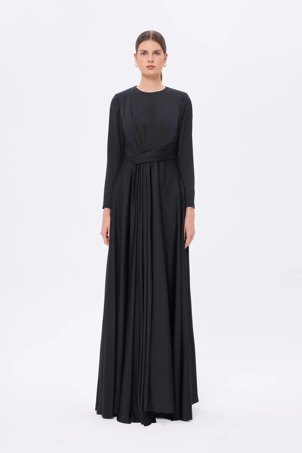 BEL DRAP DETAYLI UZUN KOLLU UZUN أبيي إلبيس - 9208C