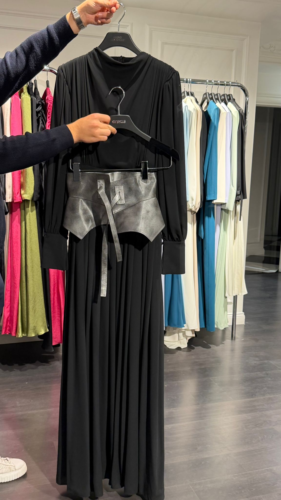 Korse Kemer Detaylı Uzun Abiye Elbise 2214