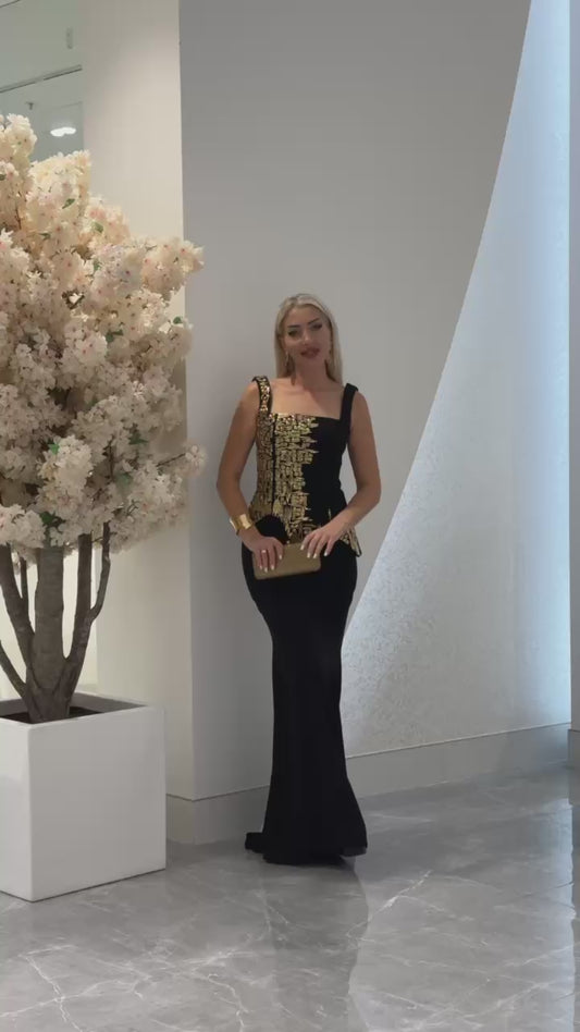 فستان اسود كريب 6401